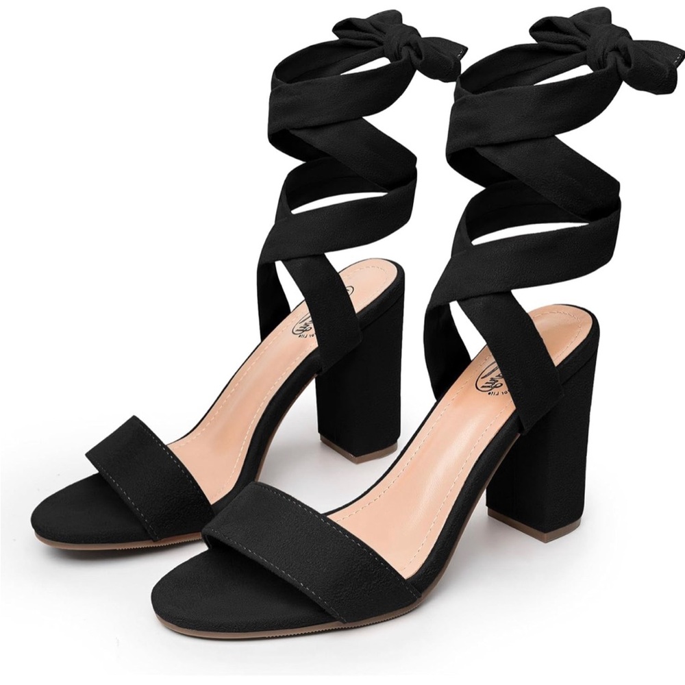 Brand new black strappy heels